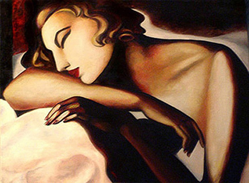 art deco tamara lempicka the sleeping obraz nowoczesny do salonu, malarstwo