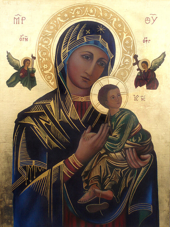 (English) copy icon our lady of perpetual help gold leaf painting canvas sacred art (matka boża nieustającej pomocy)