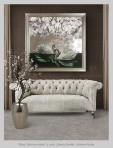 wnętrze ze złotem nowoczesny obraz srebro dekoracja salonu adriana plucha gold luxury modern living room