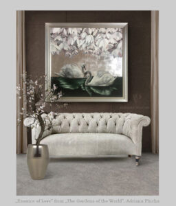 obrazy glamour do salonu, elegant interior design glamour silver leaf best art painting warsaw