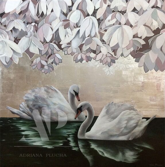 (English) essence of love silver leaf swans landscape light painting