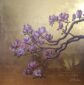 (English) luminous silence magnolia gold leaf evening painting