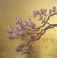 (English) luminous silence gold leaf magnolia branch landscape painting