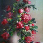 malarstwo kwiaty w wazonie obrazy czerwone róże, flowers painting