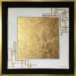 (English) “Space of Variations”, abstract painting with gold leaf, golden framed