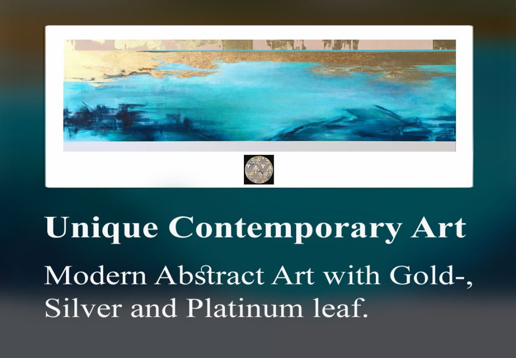 Unique works of art, modern abstract art, golden painting, modern decoration on the wall, silver leaf