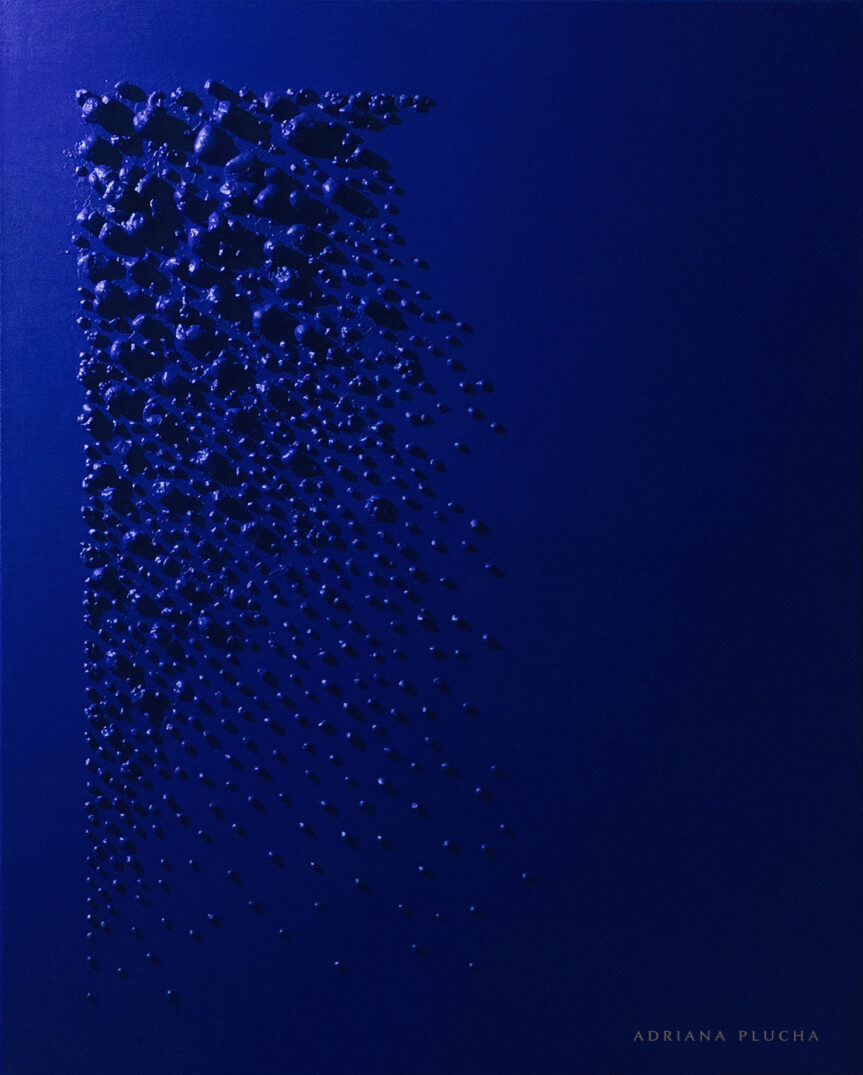 obraz na płótnie abstrakcyjny, obraz nowoczesny na ścianę, obraz ręcznie malowany abstrakcja, monochromatyczny, kobaltowy/ultramaryna