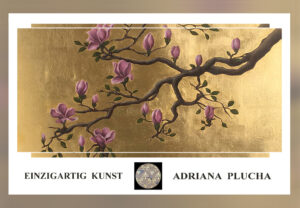 Original kunst, moderne gemalde mit gold blattmetall, blumen malerei, dekoration haus