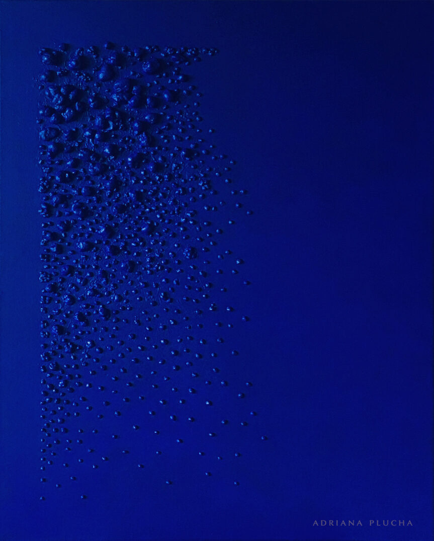 (English) “Nocturne. Unfathomed Depth of the Ocean”, abstract painting, mineral structure on canvas