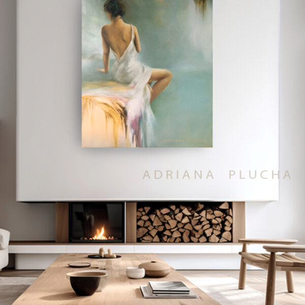 obraz olejny na płótnie, akt kobiecy, kobieta, duży obraz na ścianie, malarstwo, nagość, spa, obraz do salonu