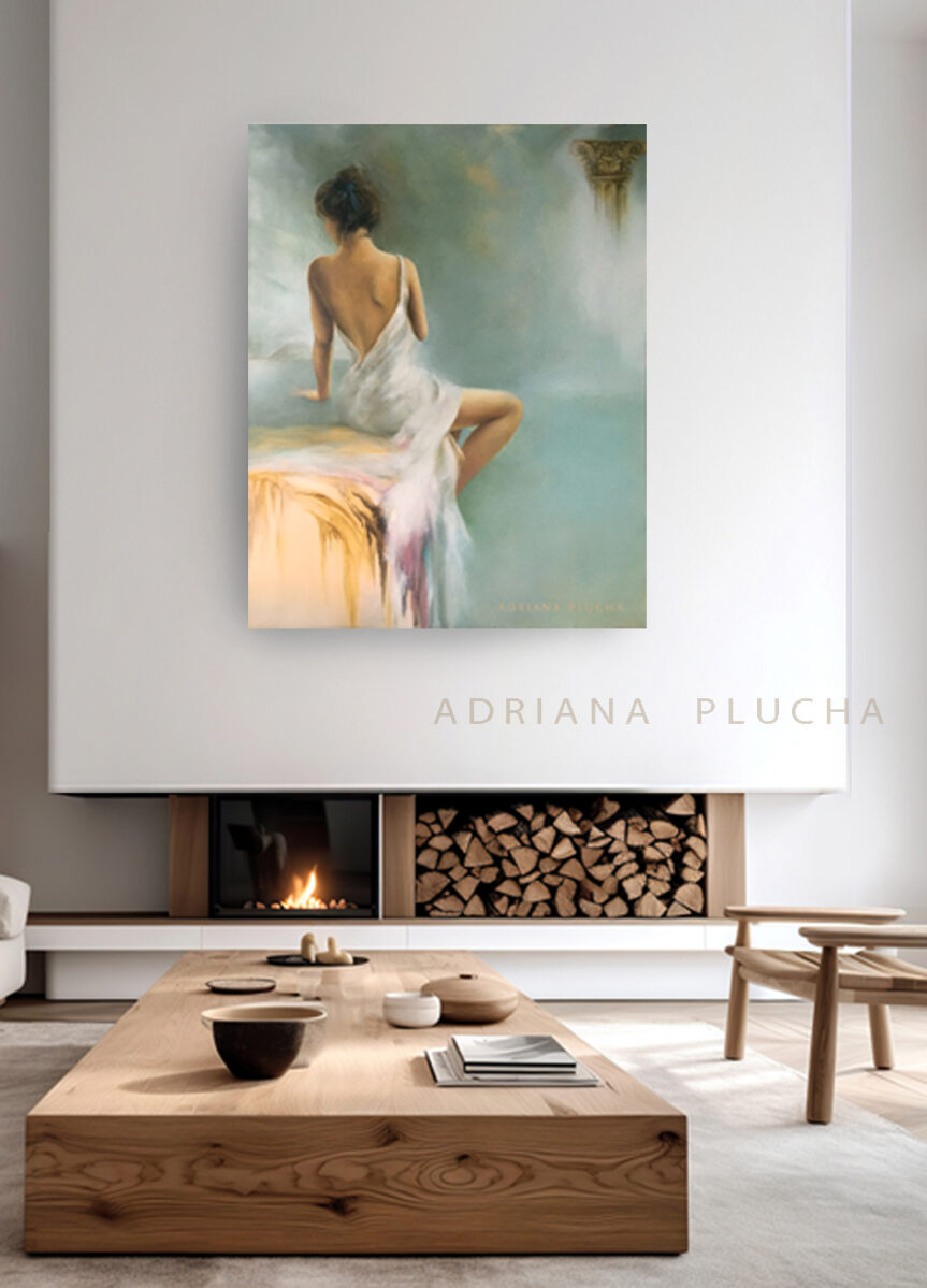 (English) “Source of Serenity”, figurative painting in interior