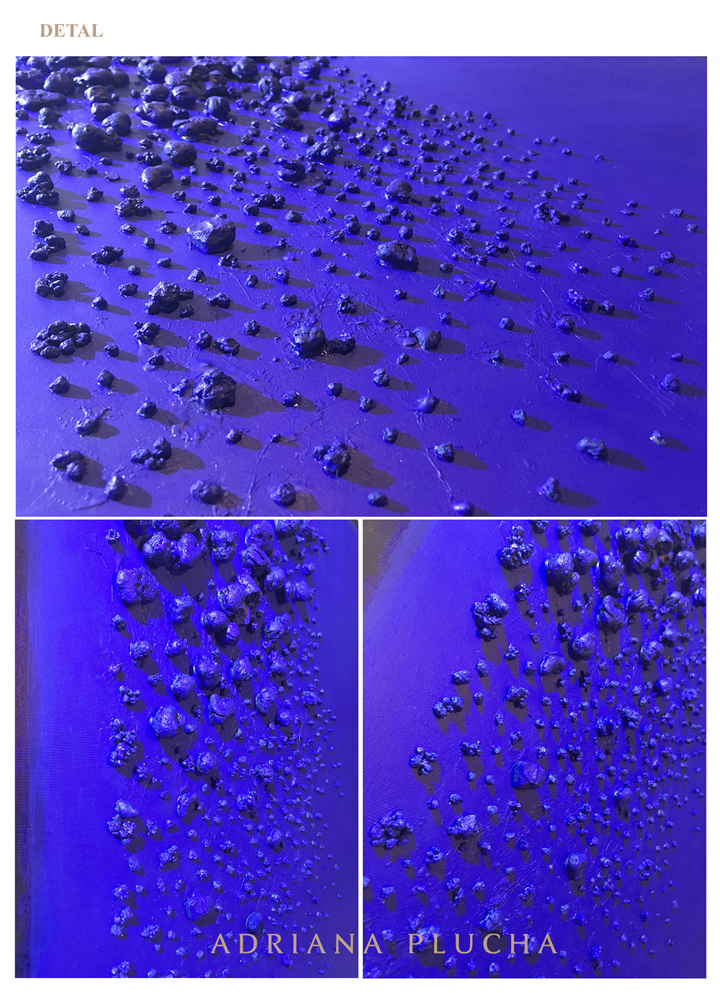 detal abstrakcja obraz ręcznie wykonany na płótnie niebieski, kobaltowy, ultramaryna, efekt 3D, obrazy abstrakcyjne do salonu.