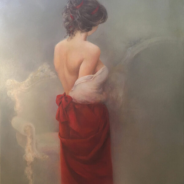 akt kobiecy, obraz olejny na płótnie, kobieta, czerwony, obraz do salonu nowoczesny, dekoracja ściany, ręcznie malowany