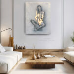 akt kobiecy obraz olejny ręcznie malowany na płótnie, obraz nowoczesny do salonu, złote dodatki, interior design