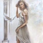 (English) “Light of Hope”, figurative painting, female figure, antique inspired
