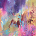 (English) “Forest Whisper”, colourful abstract painting inspired by nature