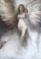 (English) “Mystery”, figurative painting, female figure, angelic presence, light