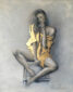 (English) “Nostalgia”, figurative painting, female figure, gold leaf